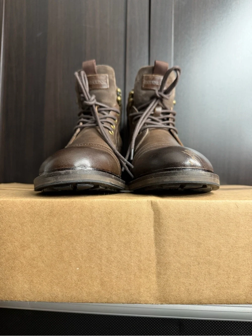 Rodd & Gunn Brown Leather Lace-Up Cap-Toe Boots